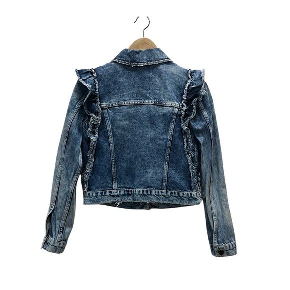 Zara Denim Ruffle Jean Jacket - Picture 5 of 14